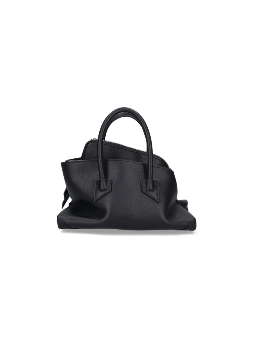 The Attico Mini Leather Shoulder Bag With Dual Zip Closure
