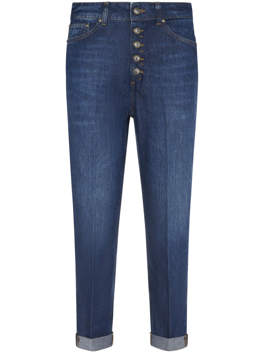 Dondup High-Waisted Denim Trousers With Rolled Cuffs