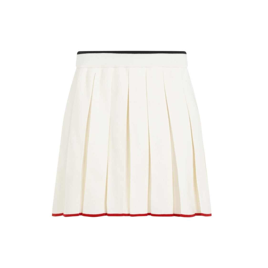 Thom Browne White Virgin Wool Full Needle Stitch Mini Pleated Skirt
