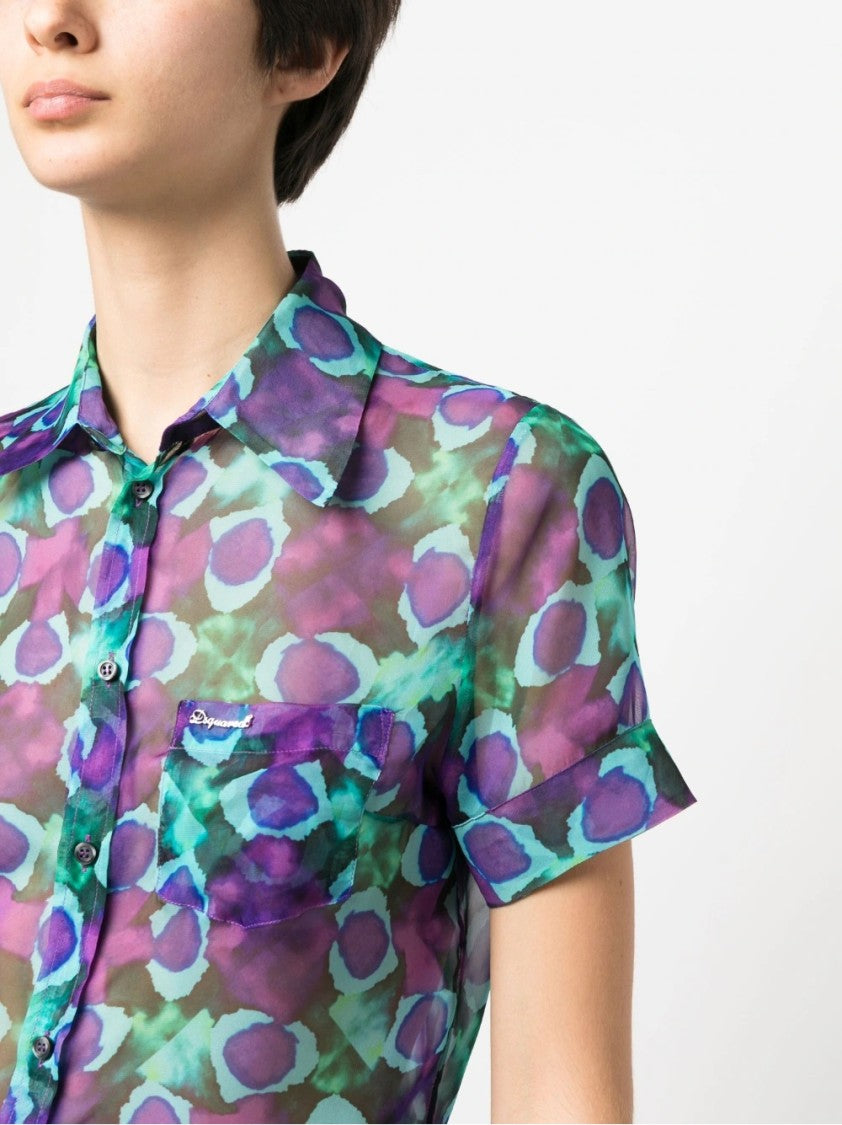 Dsquared2 Sheer Short-Sleeve Shirt With Pocket Detail And Finish