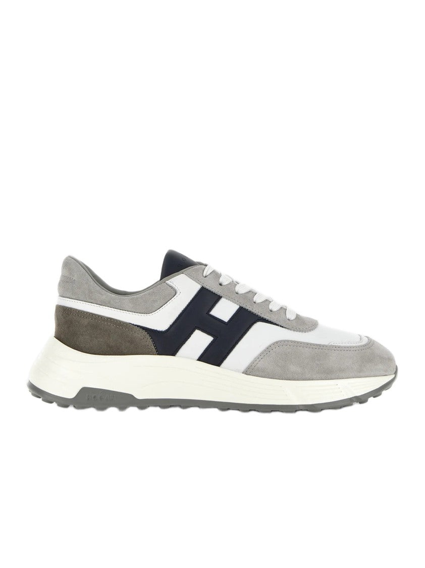 Hogan Grey Suede And White Leather Sneakers