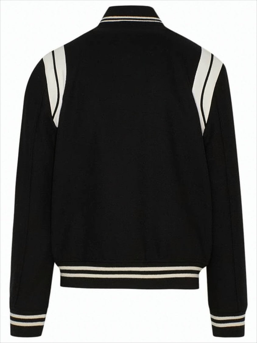 Saint Laurent Black Wool-Polyamide Blend Bomber Jacket