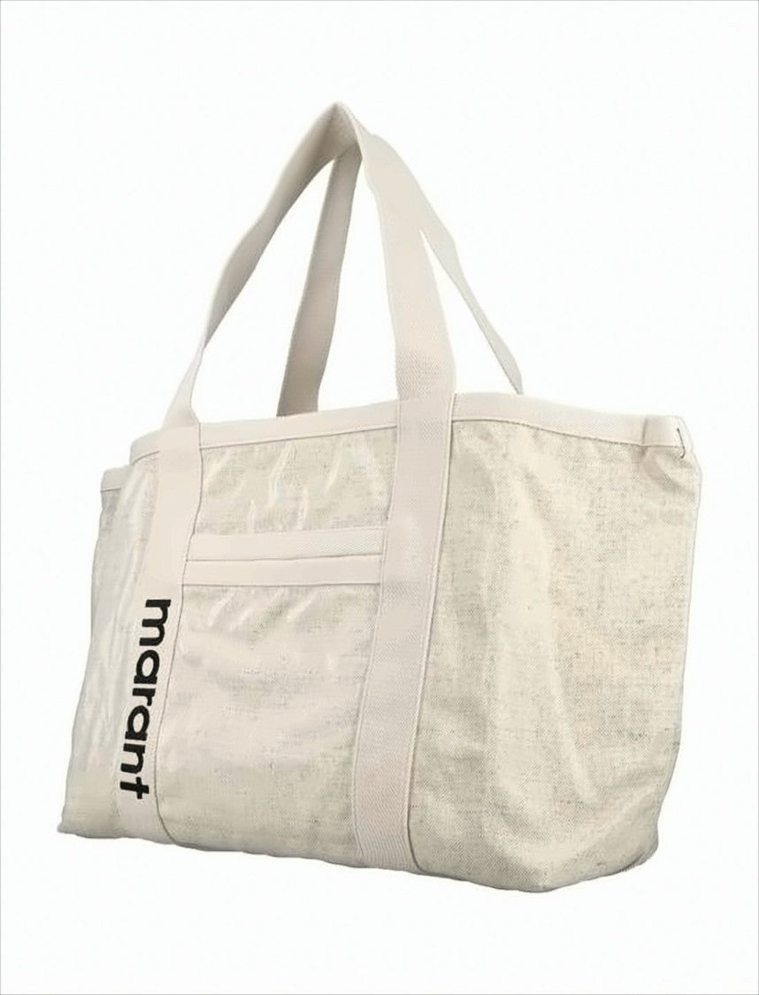 Isabel Marant Textured Fabric Tote Bag With Bold Lettering