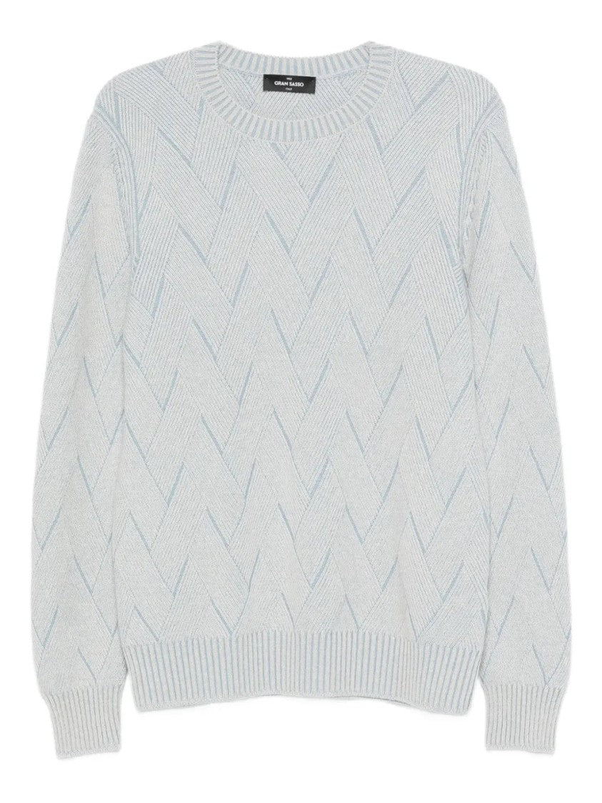 Gran Sasso Chevron-Pattern Crew-Neck Sweater