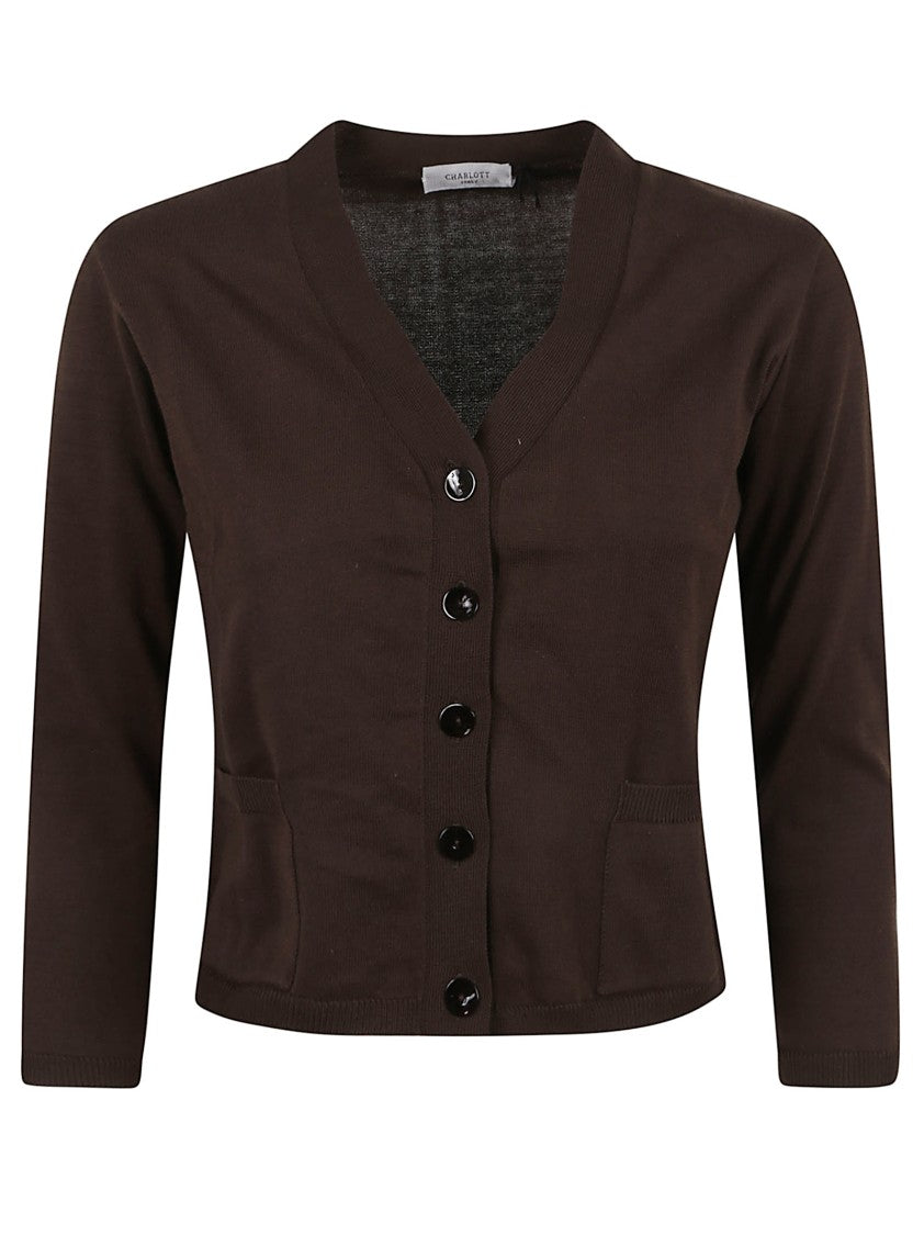 Charlott Cropped Brown Cotton Cardigan