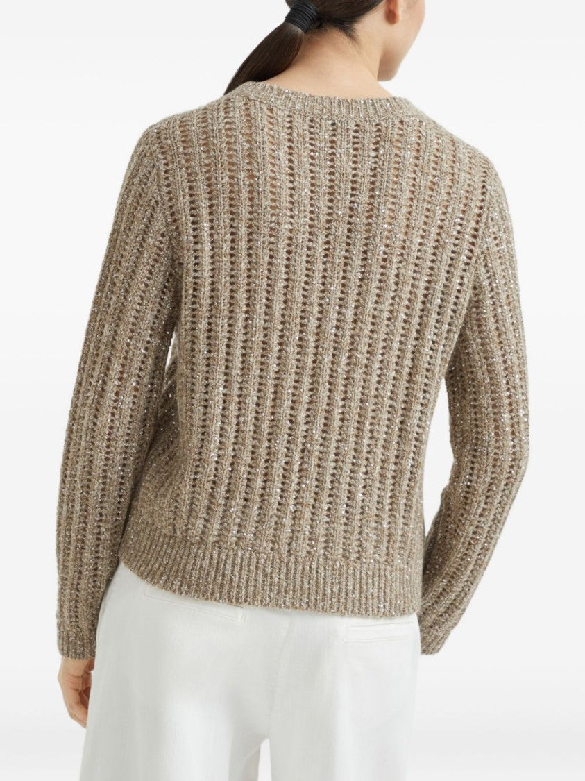 Brunello Cucinelli Textured Ribbed Sweater With Shimmering Threads