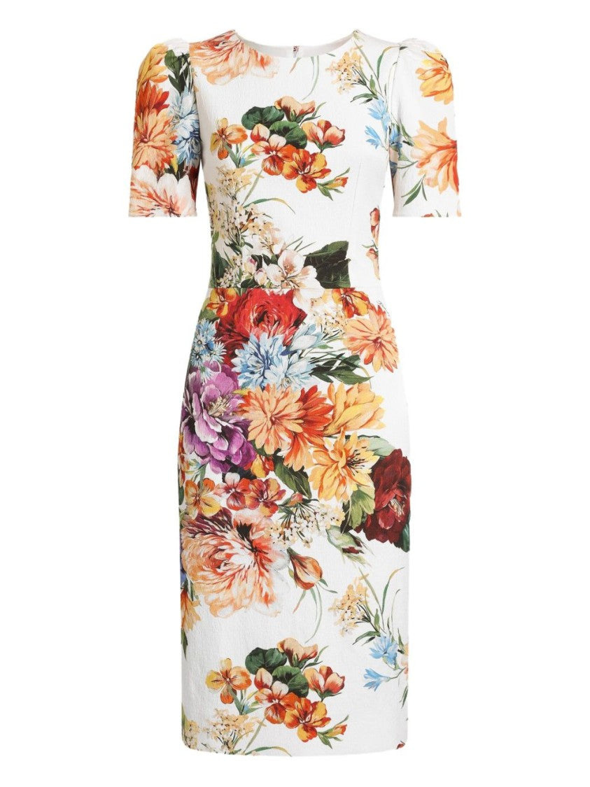 Dolce & Gabbana Puffed Sleeve Midi Dress
