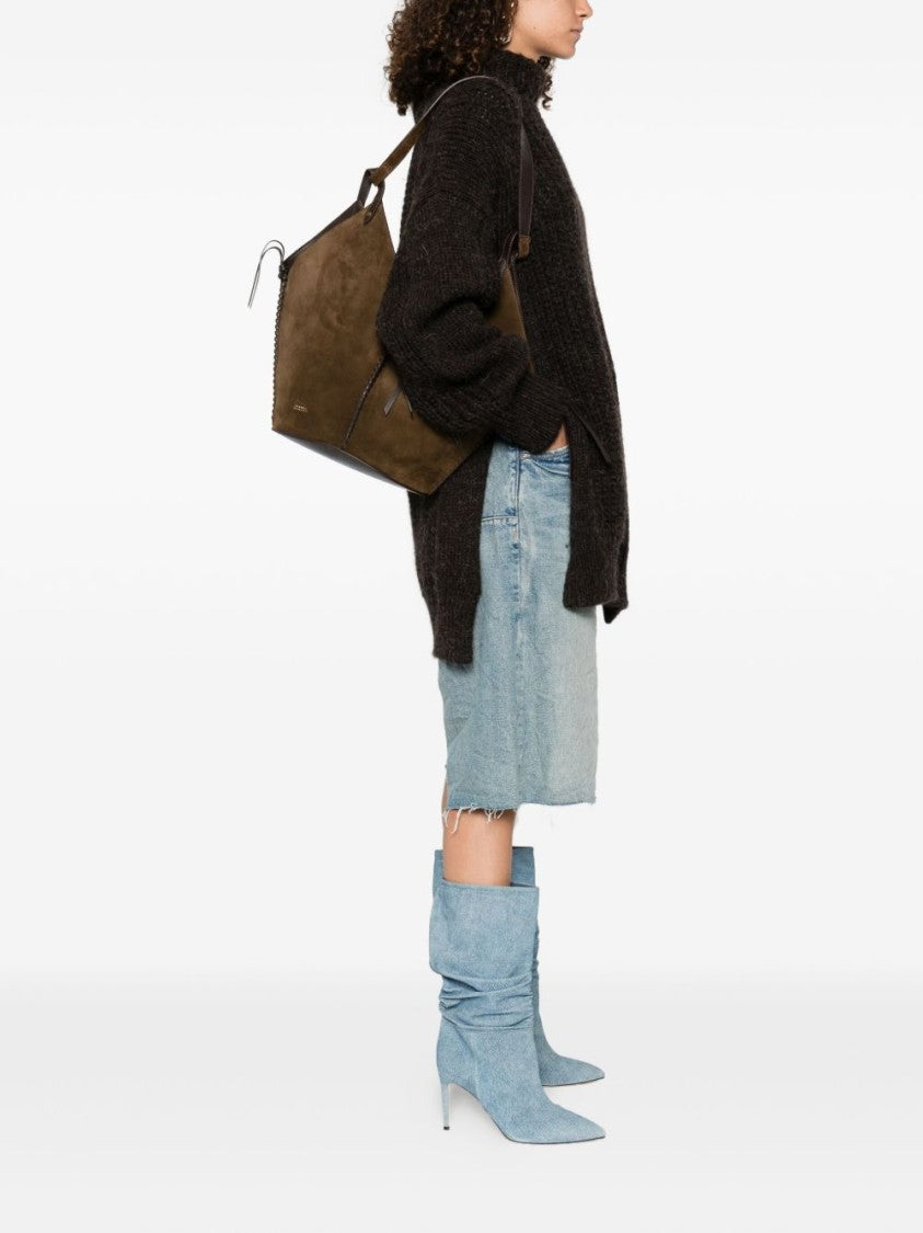 Isabel Marant Brown Suede Shoulder Bag With Angular Silhouette