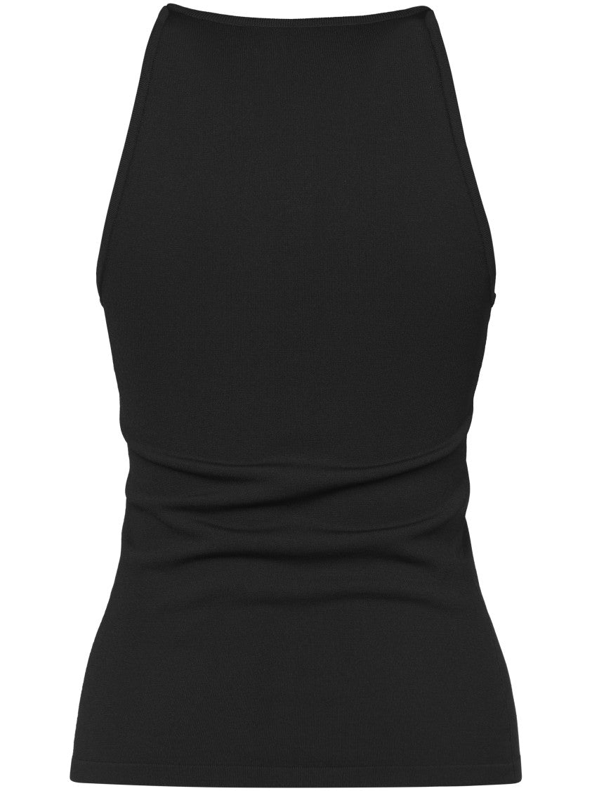 Max Mara Fitted Black Top With Deep V-Neckline