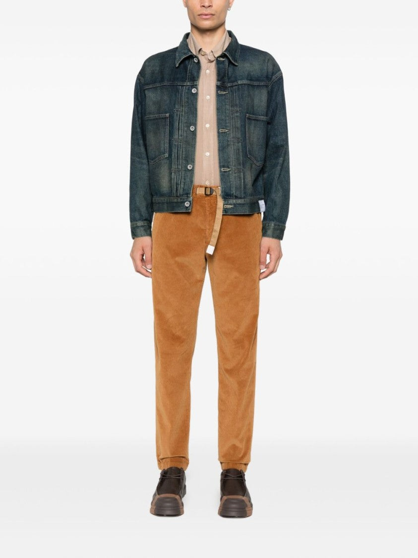 White Sand Relaxed Fit Beige Trousers With Corduroy Texture