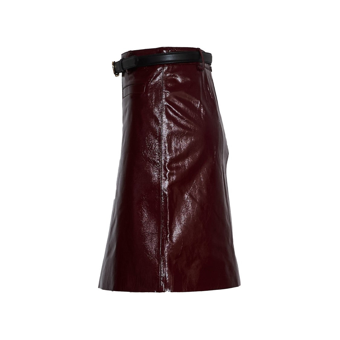 Self-Portrait Fitted Burgundy Leather Mini Skirt