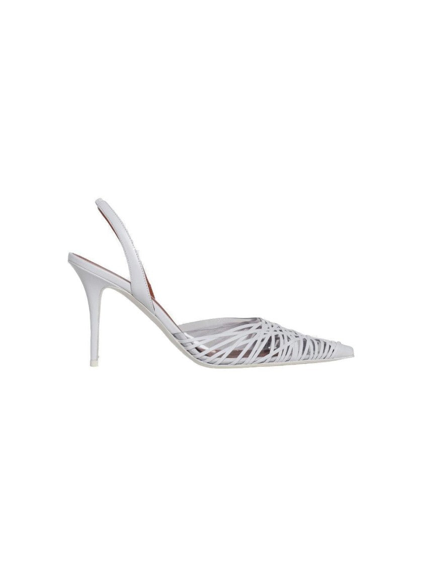 Amina Muaddi Lori Slingback Pump White Nappa Leather