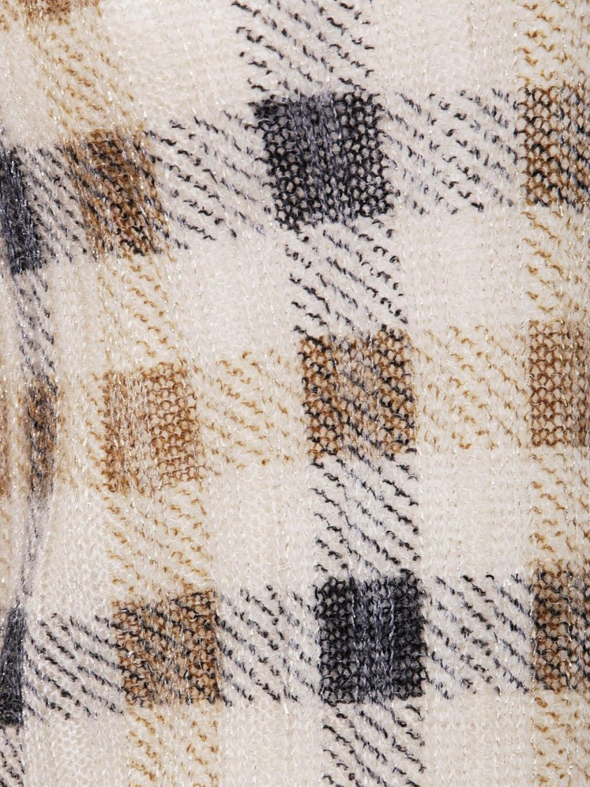 Twin-Set Checkered Knit Sweater With Fitted Silhouette