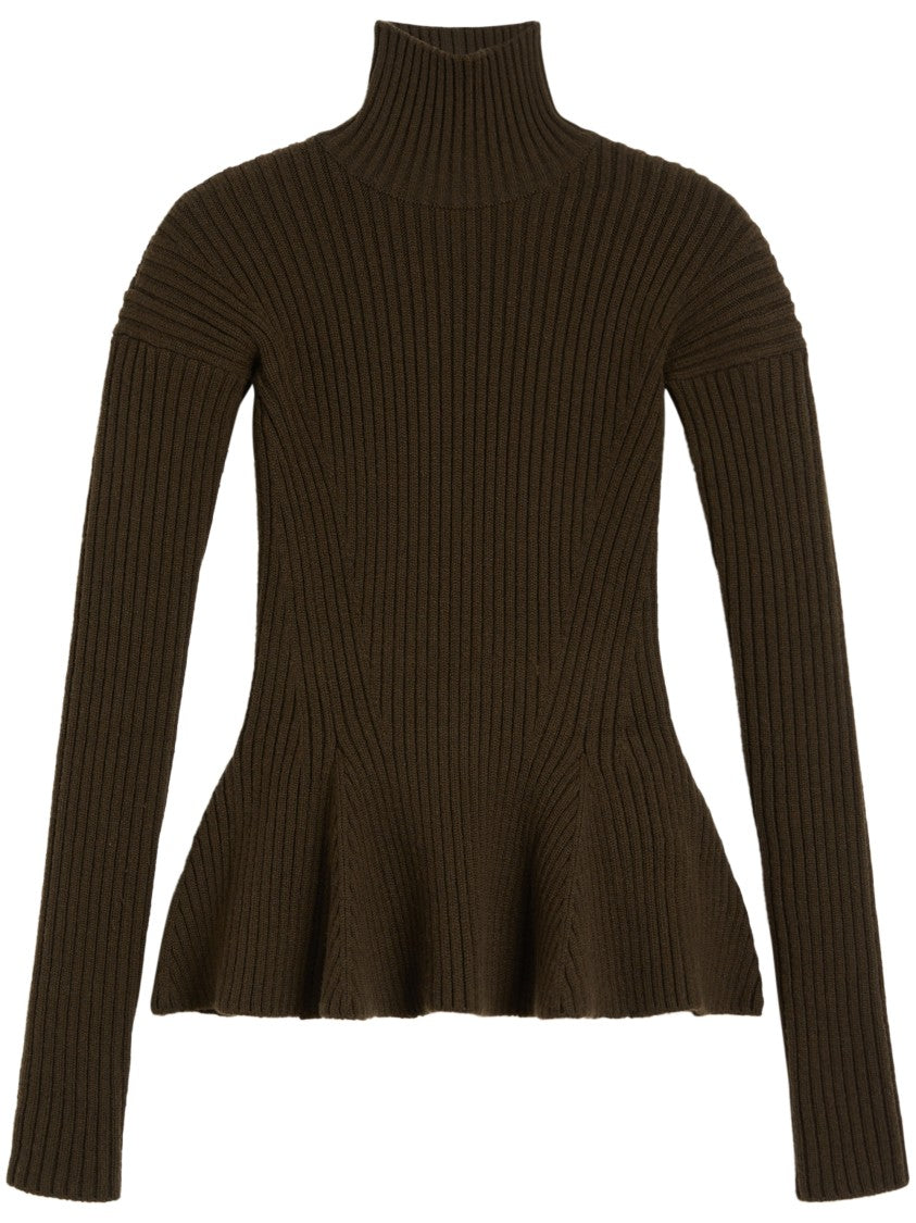 Max Mara Ribbed Knit Sweater With Peplum Hem