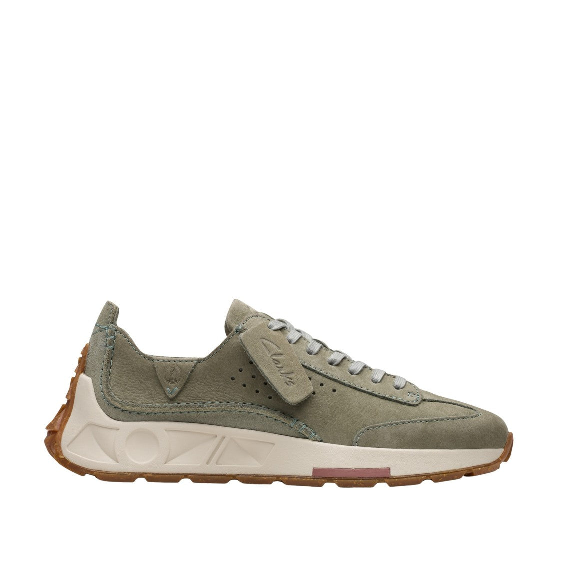 Clarks Nubuck Green Sneakers With Lightweight Cushioning