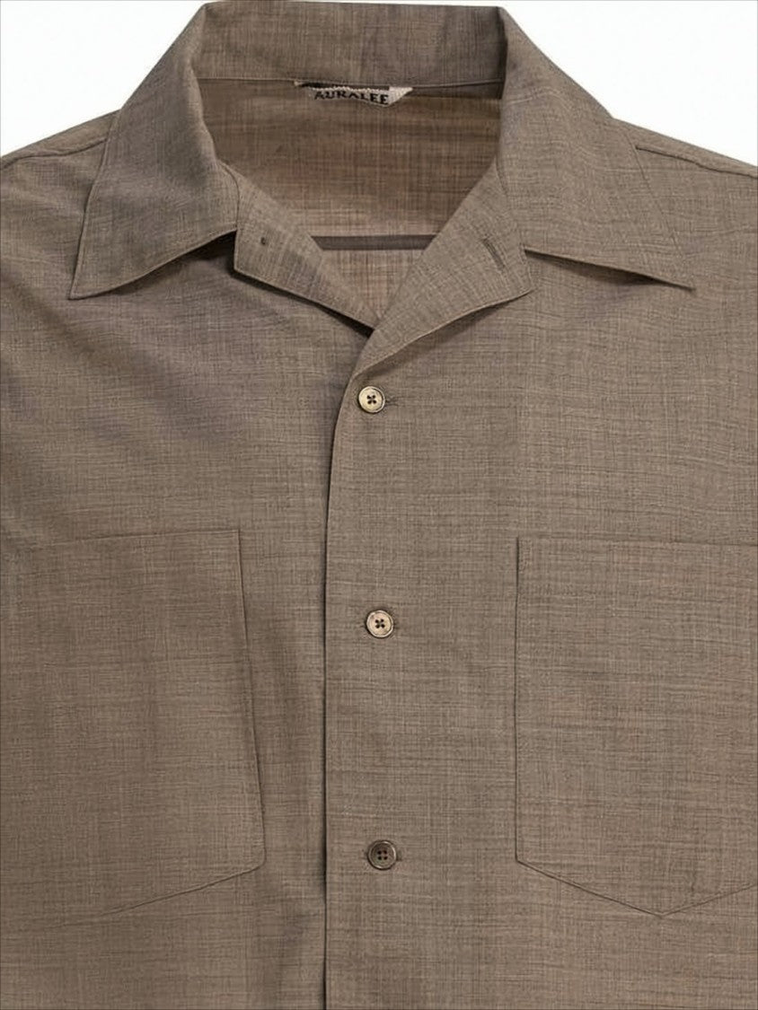 Auralee Boxy Short-Sleeve Wool Shirt