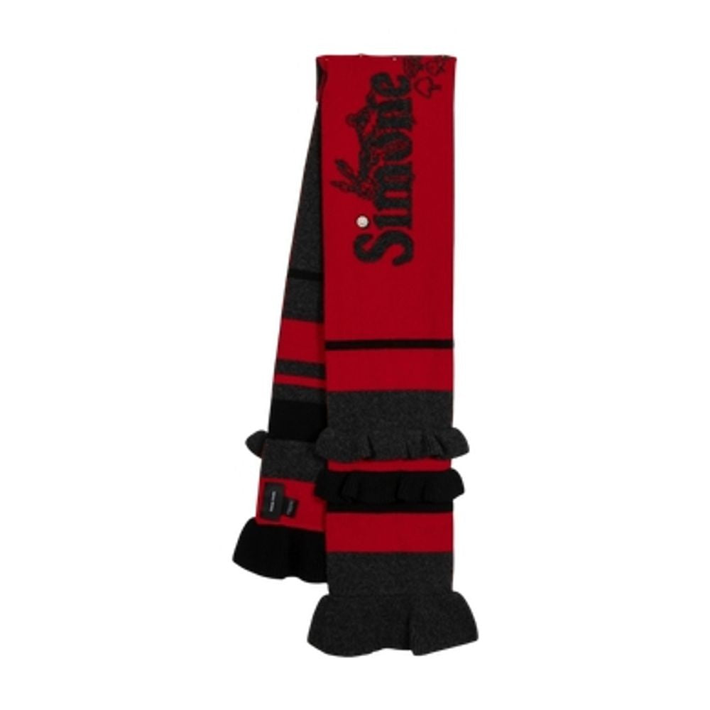 Simone Rocha Ruffled Edge Wool Scarf With Striped Design