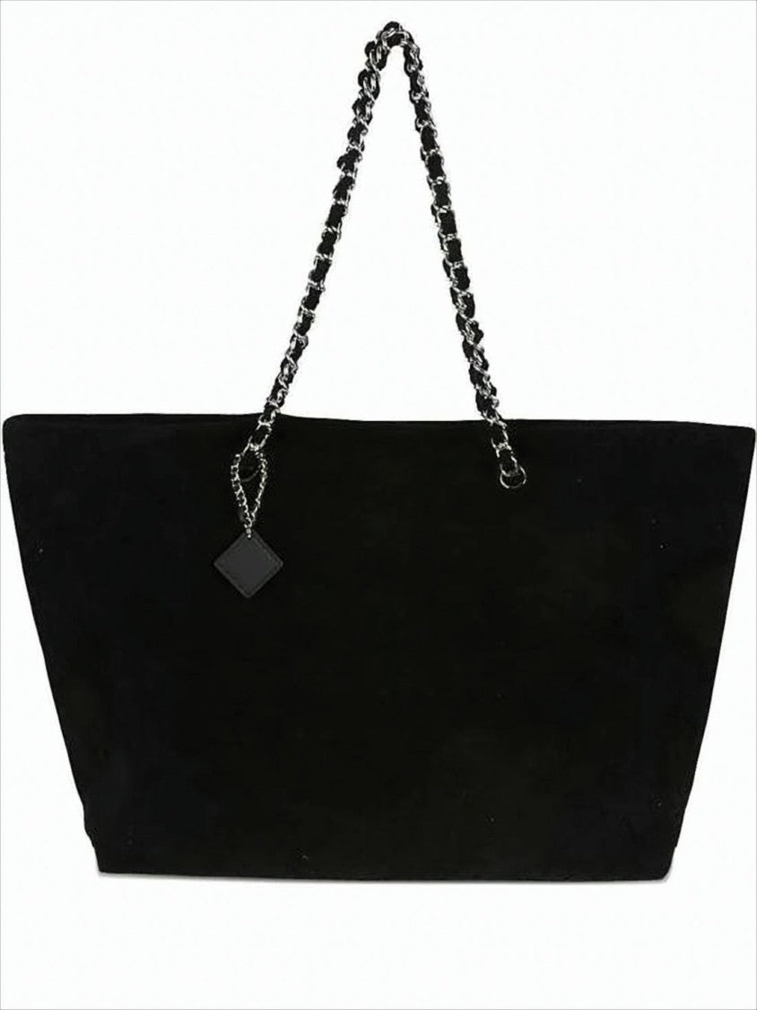 Tory Burch Rectangular Cotton Shoulder Bag With Chain-Link Straps