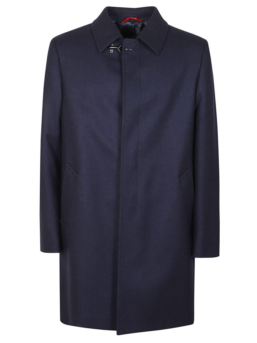 Fay Straight Cut Wool Coat With Classic Collar