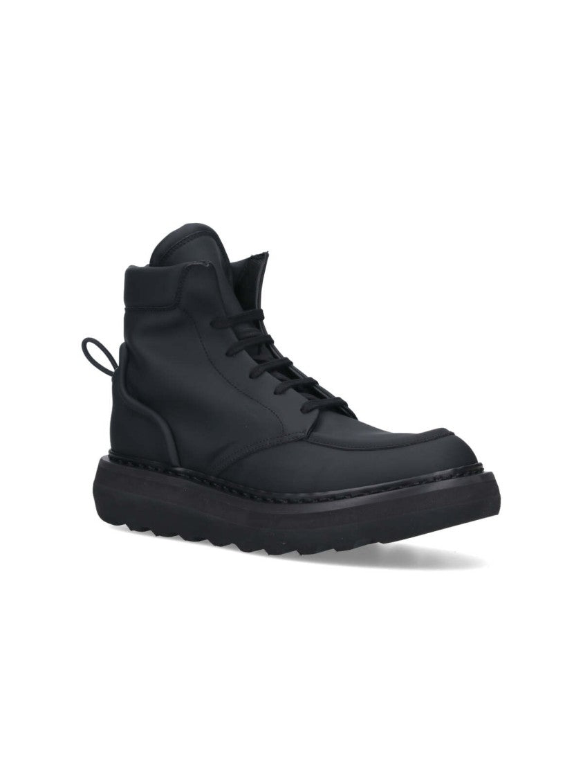 Premiata "Cal 32130" Ankle Boots In Black Rubberized Fabric