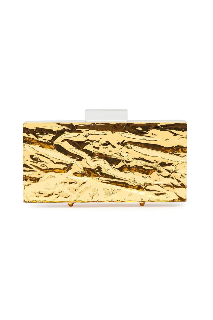 Lafshar Gold Crushed Ice Classic Clutc