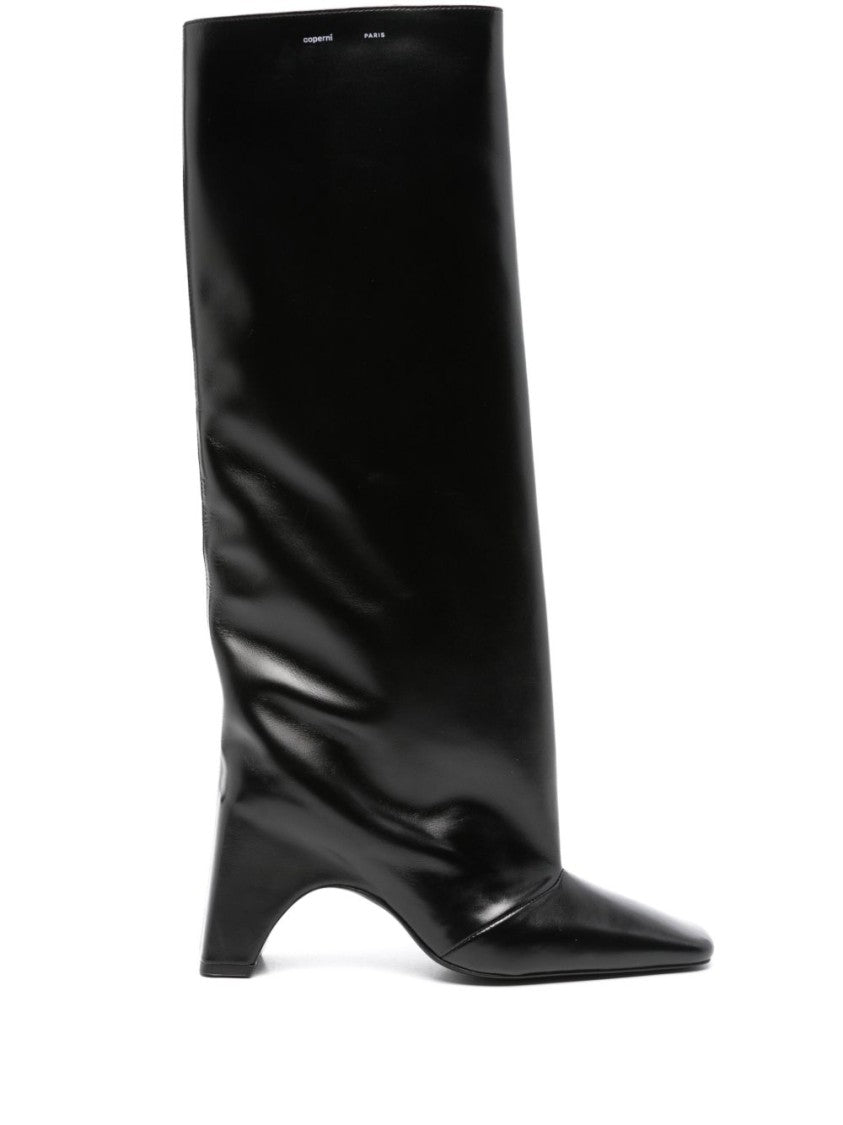 Coperni Knee-High Black Calf Leather Coperni Bridge Boots