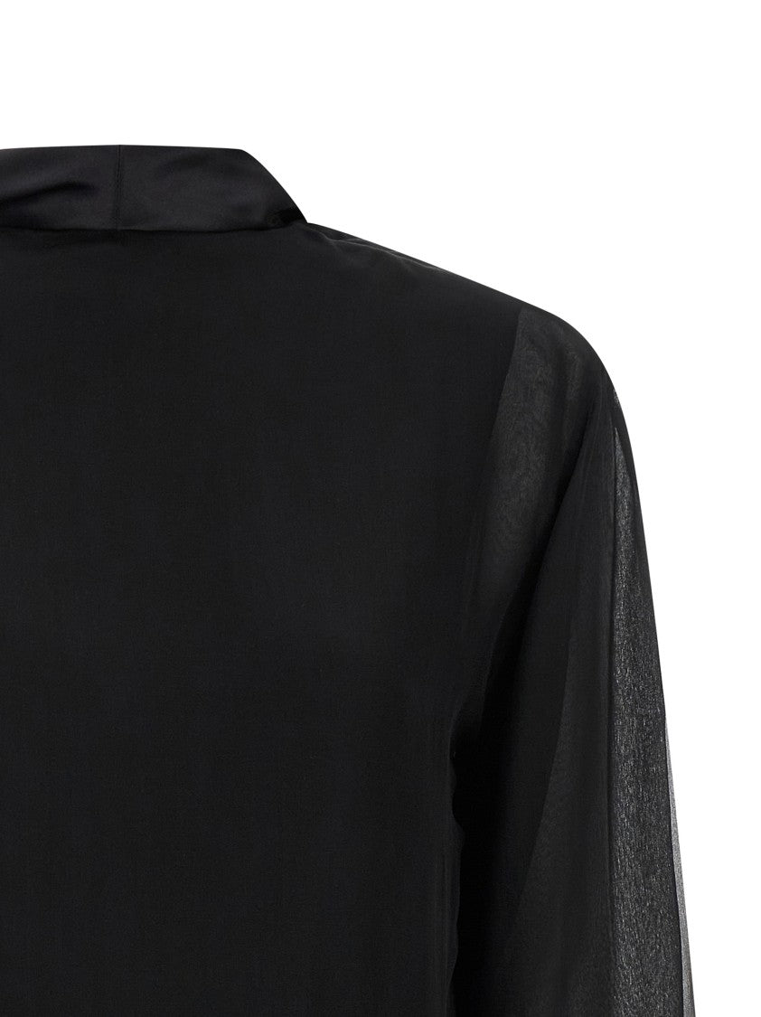 Alberta Ferretti Reversible Silk Chiffon Shirt With Unique Crossed Closure