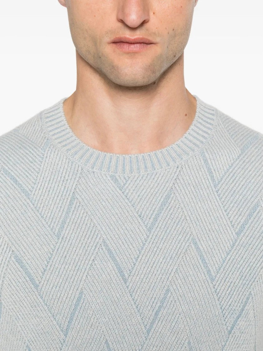 Gran Sasso Chevron-Pattern Crew-Neck Sweater