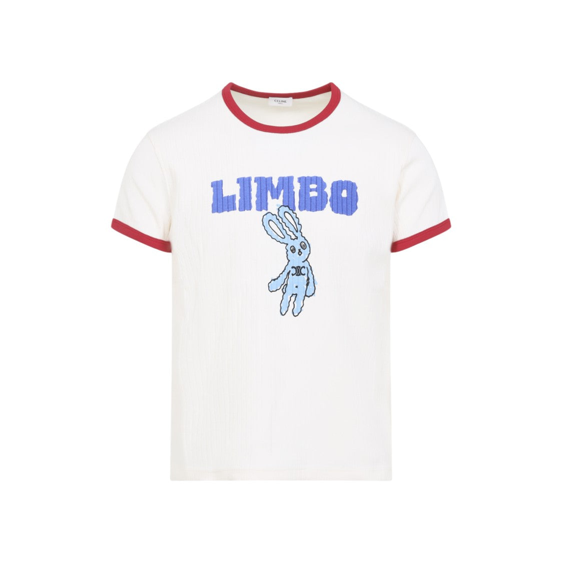 Celine Ribbed Cotton T-Shirt With Contrasting Collar