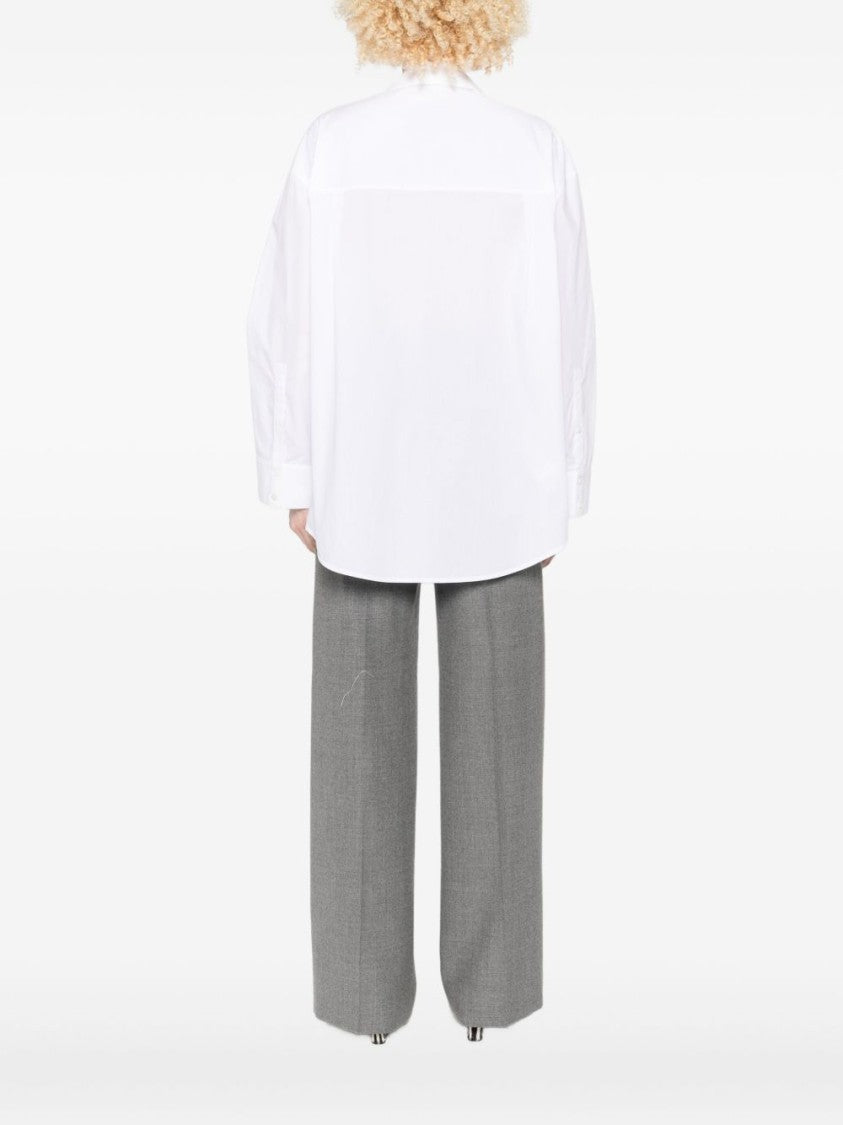 Pinko Loose-Fit White Shirt With Decorative Beads