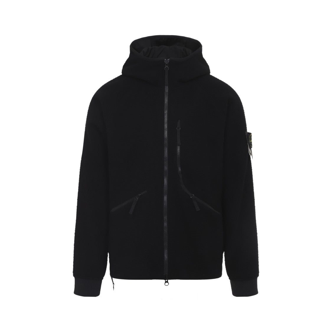 Stone Island Textured Wool Blend Jacket With Hood