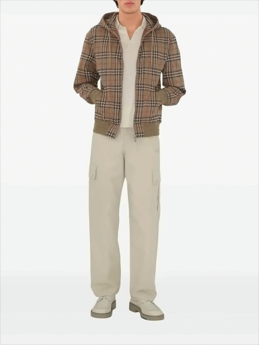Burberry Iconic Check Pattern Hooded Sweatshirt With Zip Closure