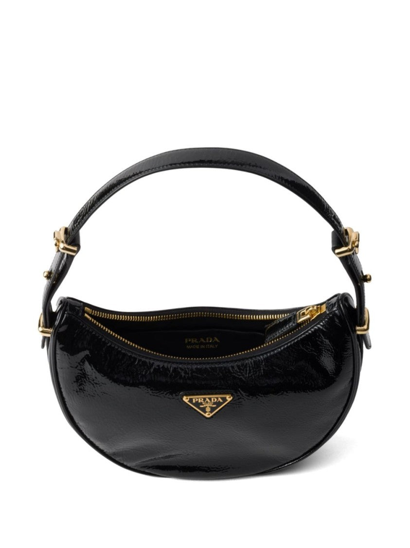 Prada Crescent Shape Black Bag With Gold-Tone Hardware