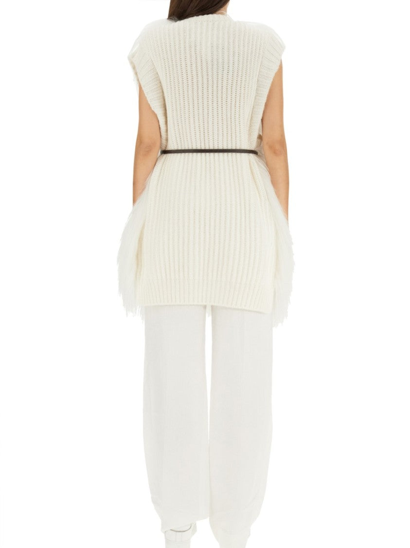 Fabiana Filippi Fluffy White Fur Vest