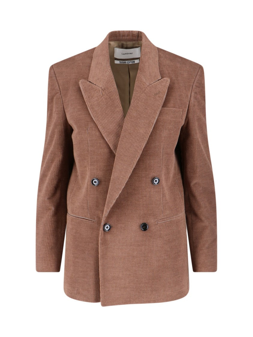 Lardini Double-Breasted Velvet Blazer With Sharp Lapel