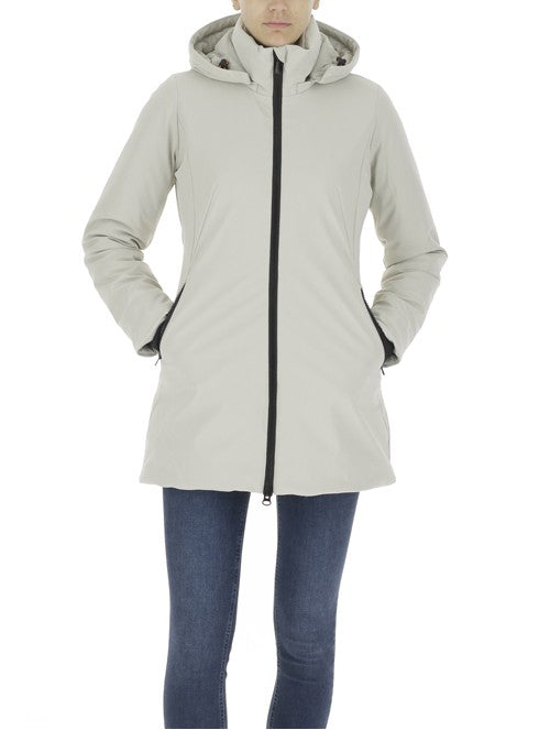 Save The Duck Beige Short Jacket With Double-Layer Fabric