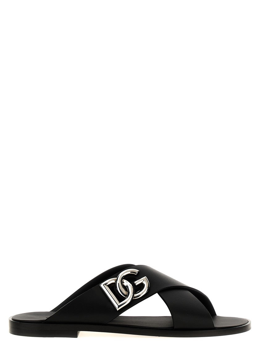 Dolce & Gabbana Logo Leather Sandals