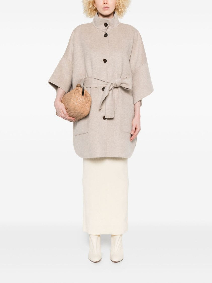 Liu Jo Relaxed Beige Coat With Button Fastening And Patch Pockets