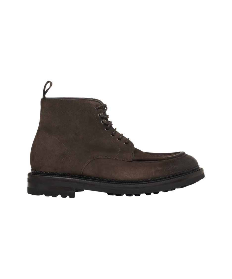Green George Lace-Up Ankle Boots In Nubuck Leather