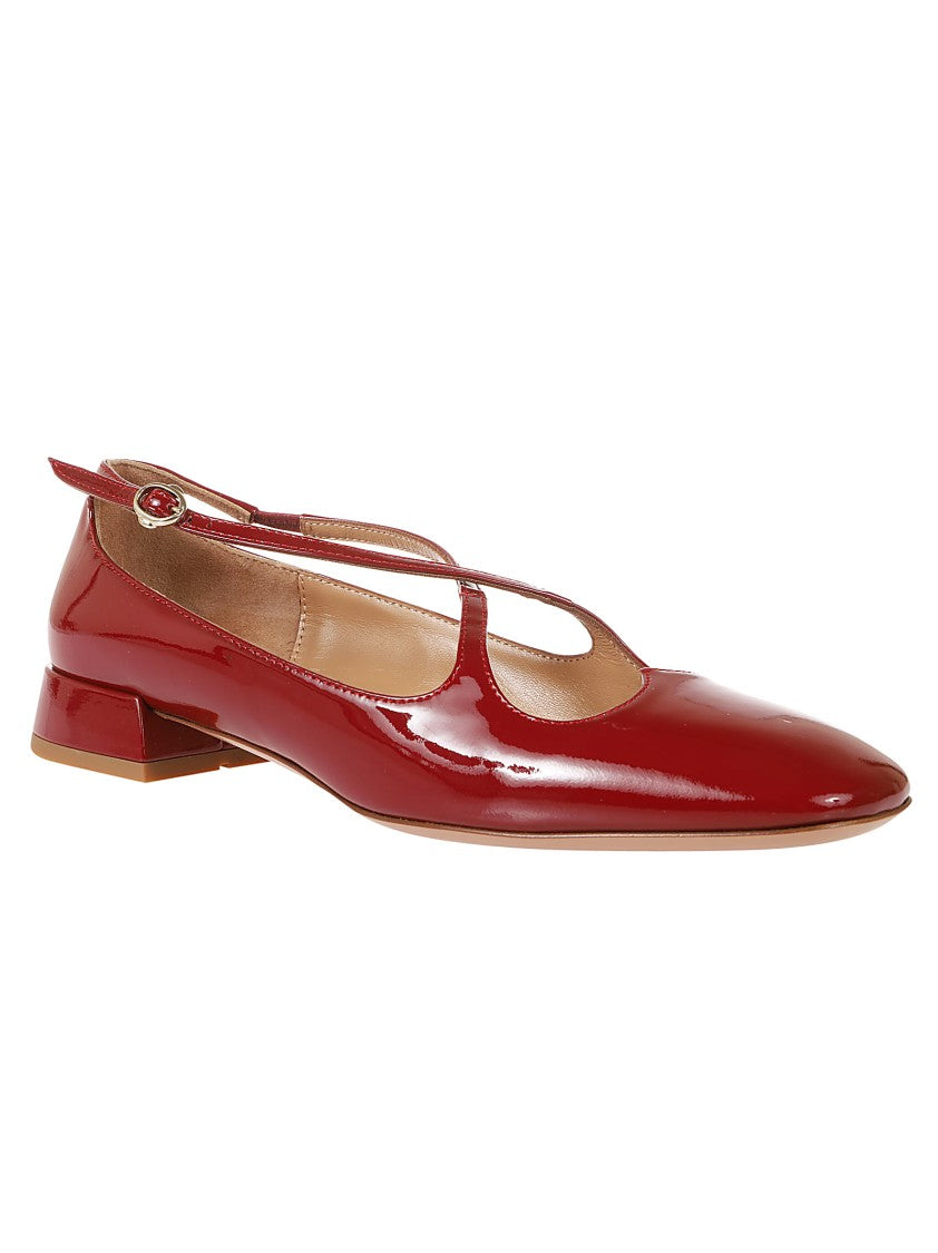 A. Bocca Leather Ankle Strap Shoes With Cut-Out Design