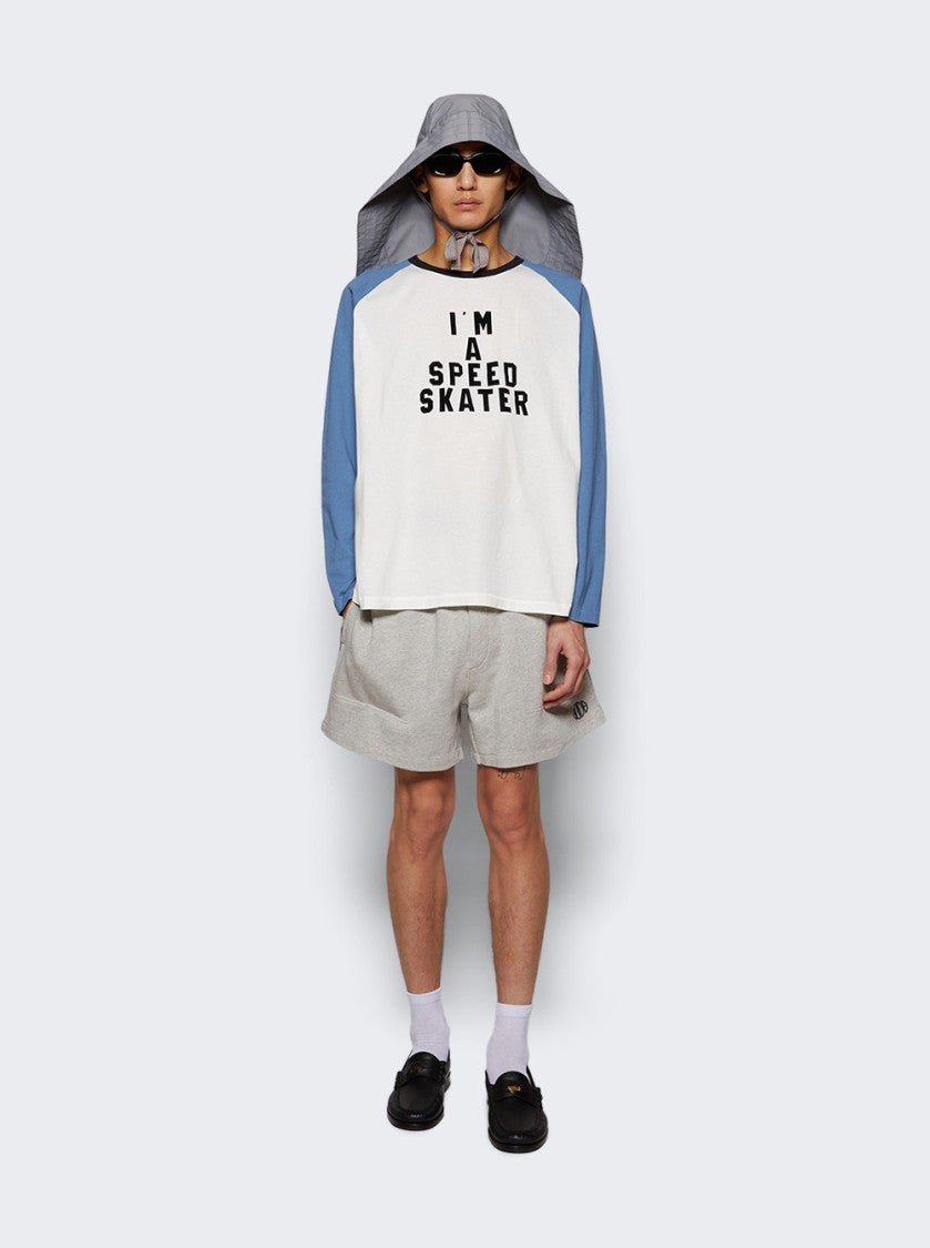 Bode Long Sleeve Skater Tee Blue And Cream