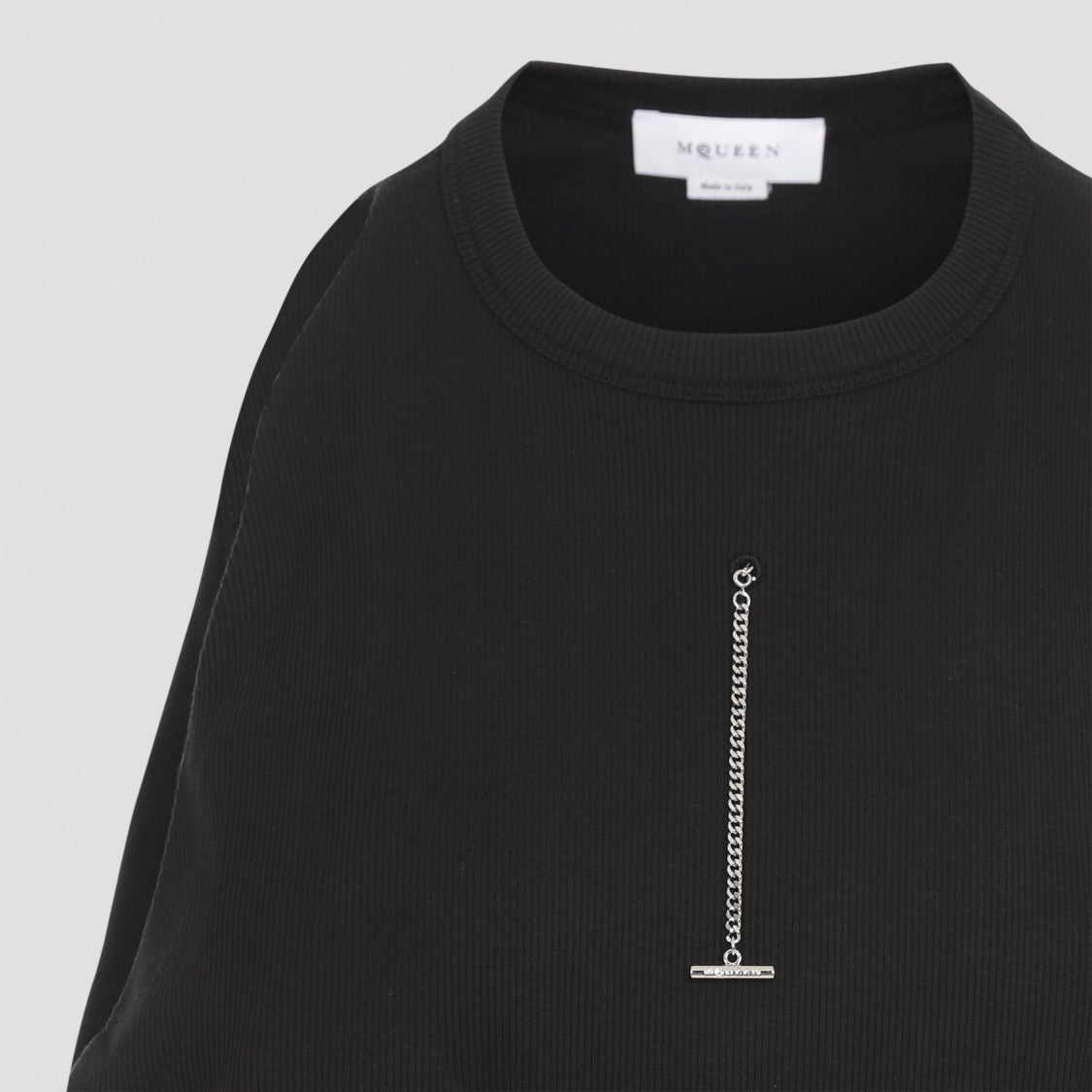Alexander Mcqueen Cotton Long-Sleeved Topwear With Unique Chain Detail And Fit