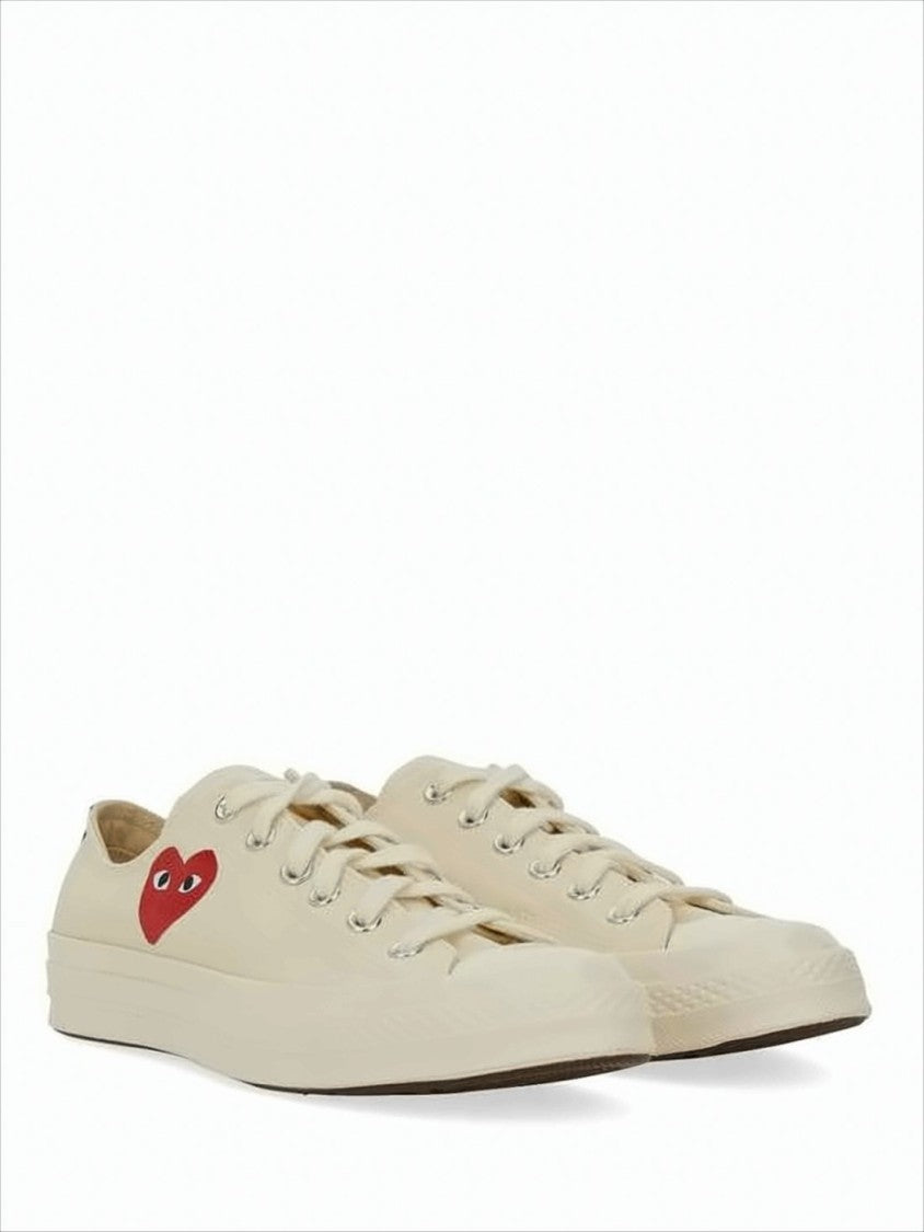 Comme Des Garçons Cotton Canvas Low-Top Sneakers With Iconic Heart Design