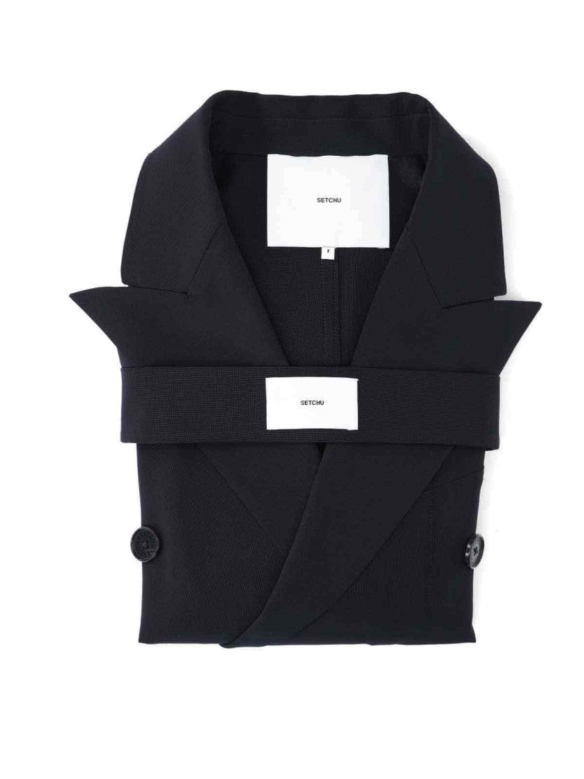 Setchu Tailored Black Jacket With Classic Collar And Streamlined Silhouette