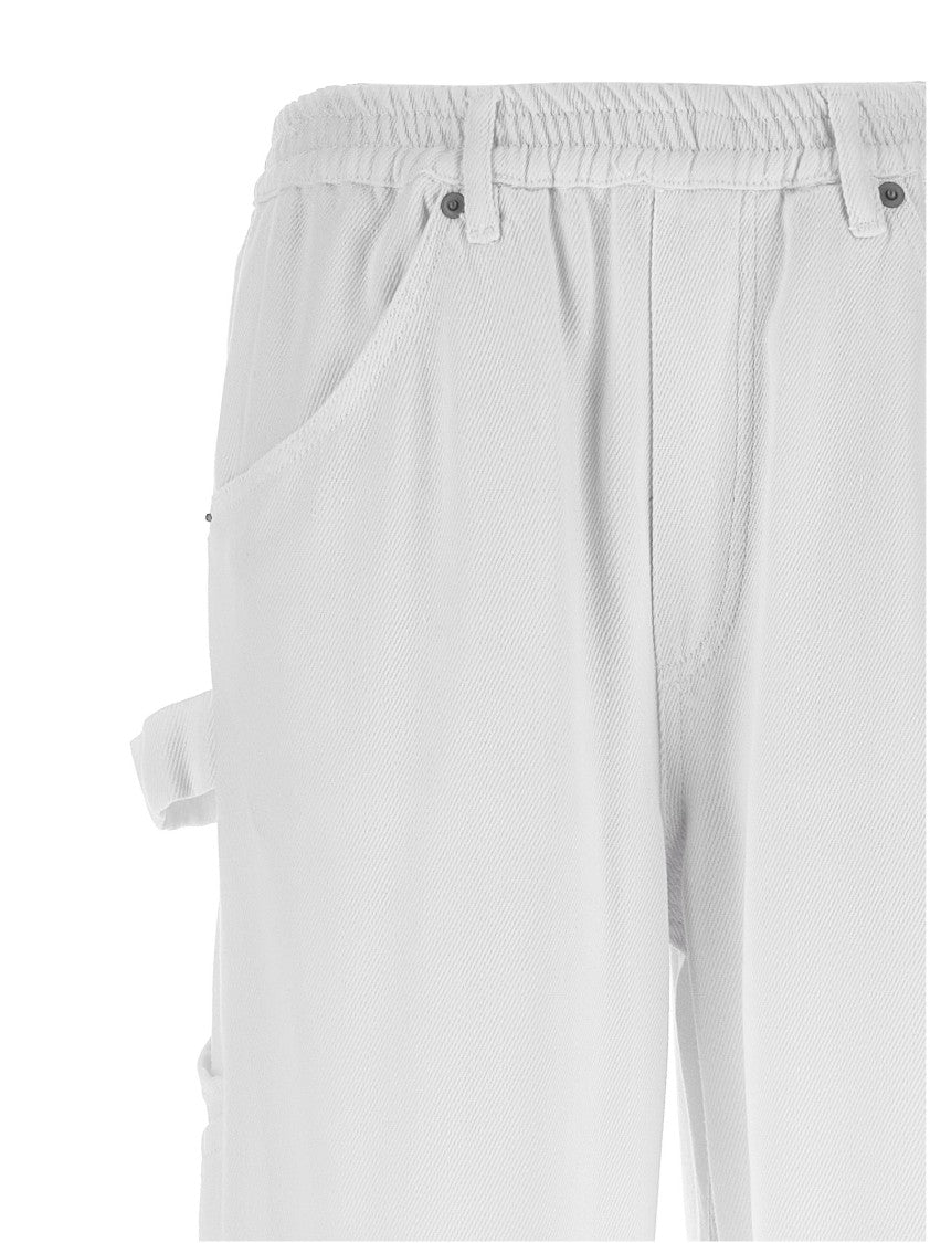 Nude Denim-Effect Cargo Pants With Loose Leg