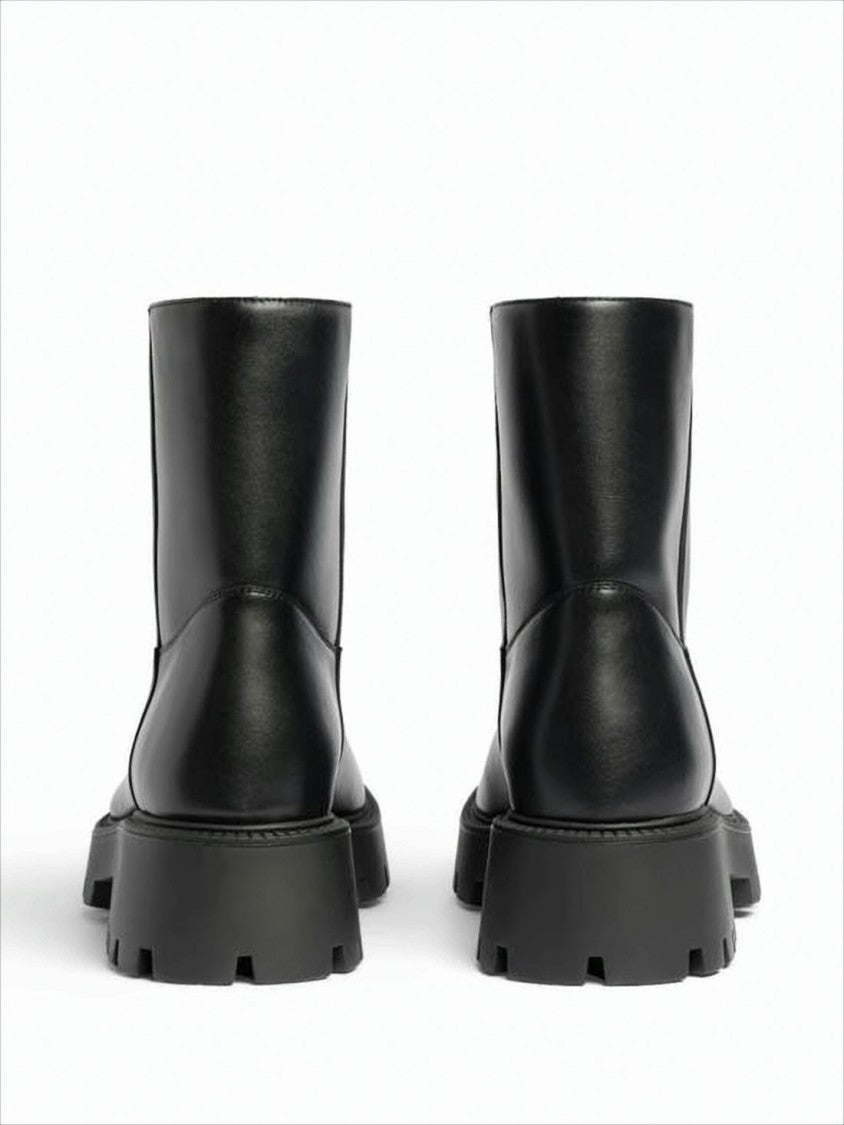 Balenciaga Mid-Calf Chunky Lug Sole Boots With Square Toe Design