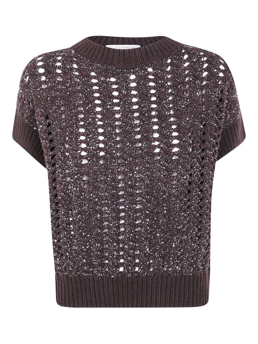 Dexterior Textured Open-Knit Sweater With Subtle Sequins