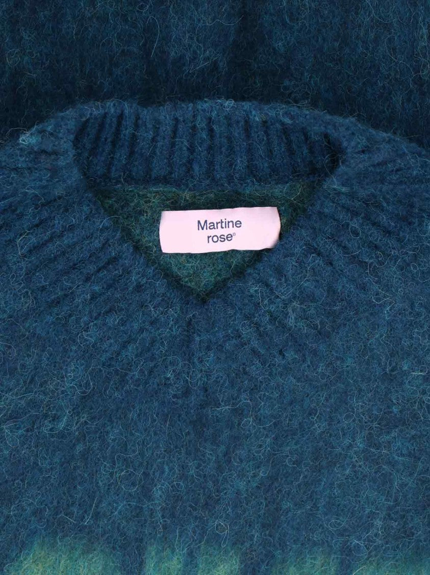 Martine Rose V-Neck Mohair Sweater With Ribbed Trims And Prominent Logo