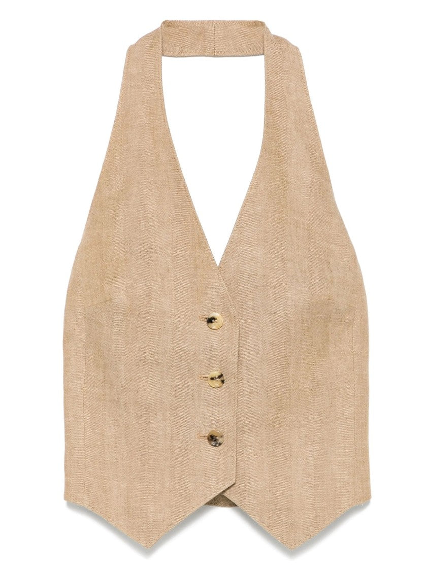 Max Mara Sleeveless V-Neck Vest With Fitted Silhouette