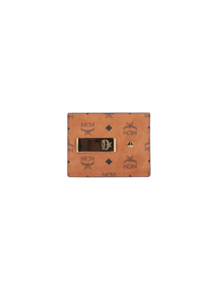 Mcm Brown Wallet With Embossed Pattern